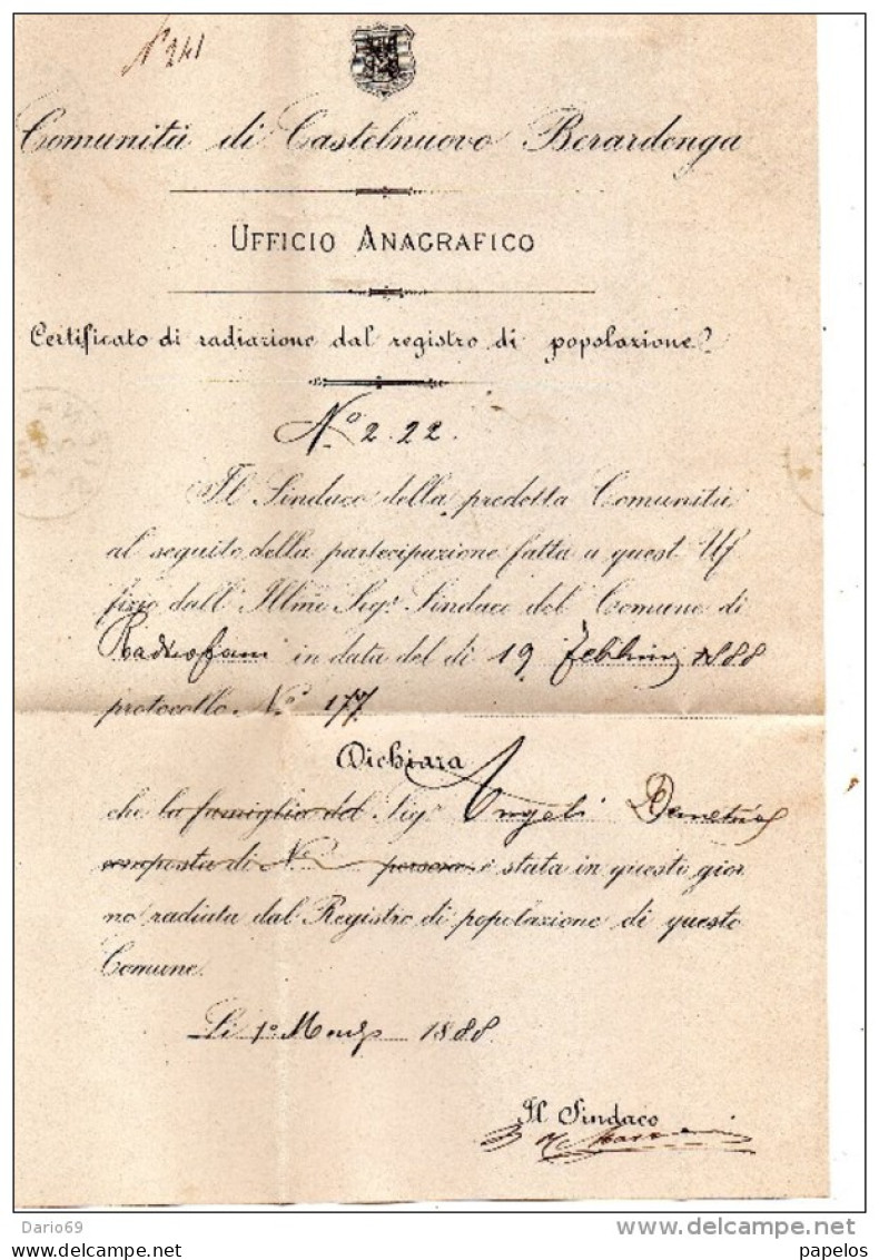 1888 LETTERA CON ANNULLO RADICOFANI SIENA - Marcophilie