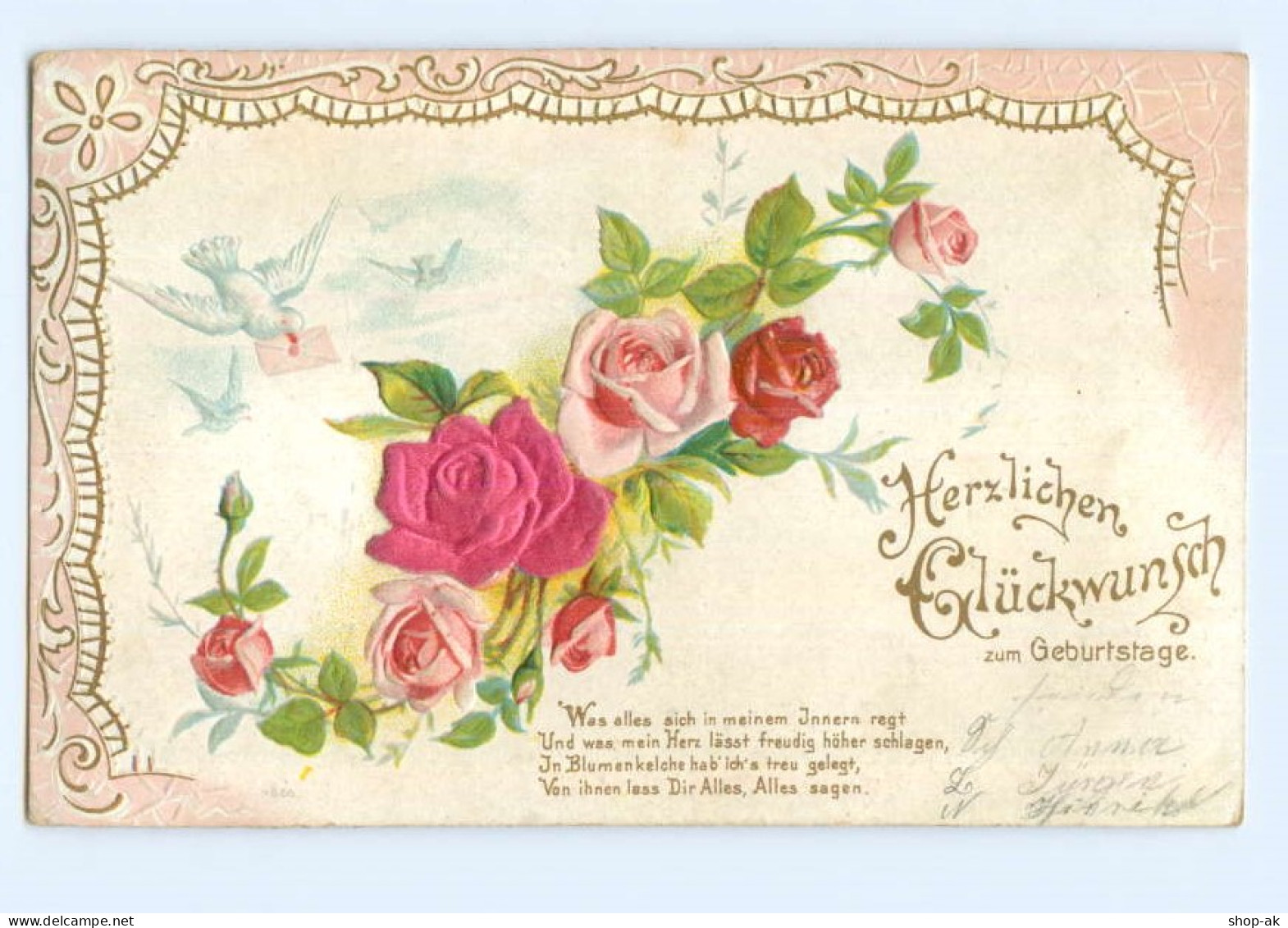 Y6339/ Geburtstag - Blüten Aus Seide  Litho Prägedruck  1907 - Cumpleaños