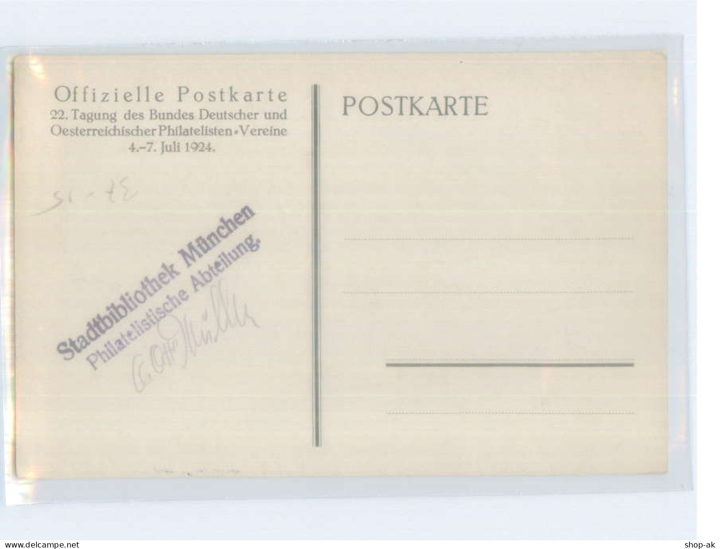 Y4878/Tagung Des Bundes Dt.-Österr.Philatelisten-Vereine 1924 AK Anton Hoffmann  - Post & Briefboten