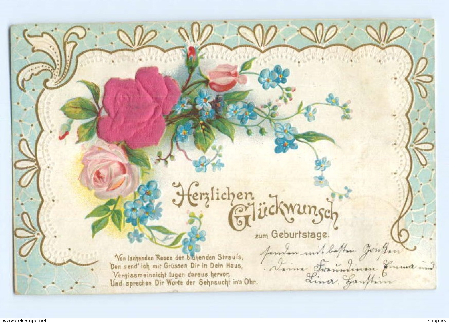 Y6343/ Geburtstag -  Blüten Aus Seide  Litho Prägedruck  1903 - Compleanni