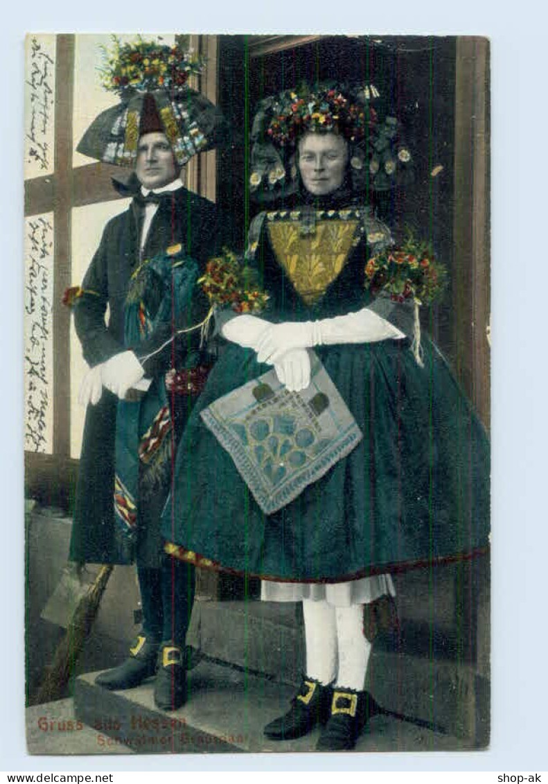 L398/ Trachten Hessen Schwälmer Brautpaar AK 1906 - Sonstige & Ohne Zuordnung