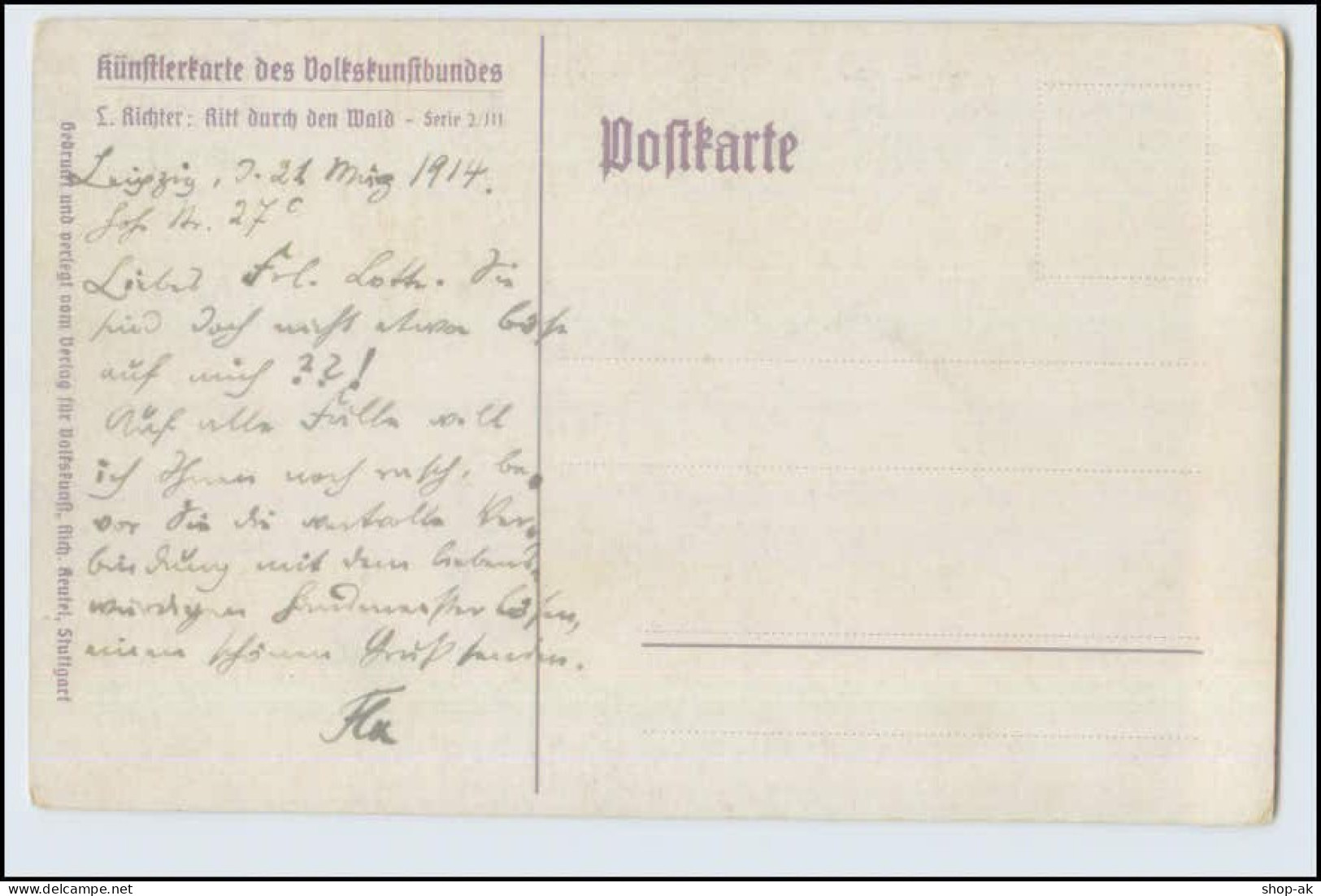 W2D80/ Künstlerkarte Des Volkskunstbundes L. Richter AK 1914 - Mailick, Alfred