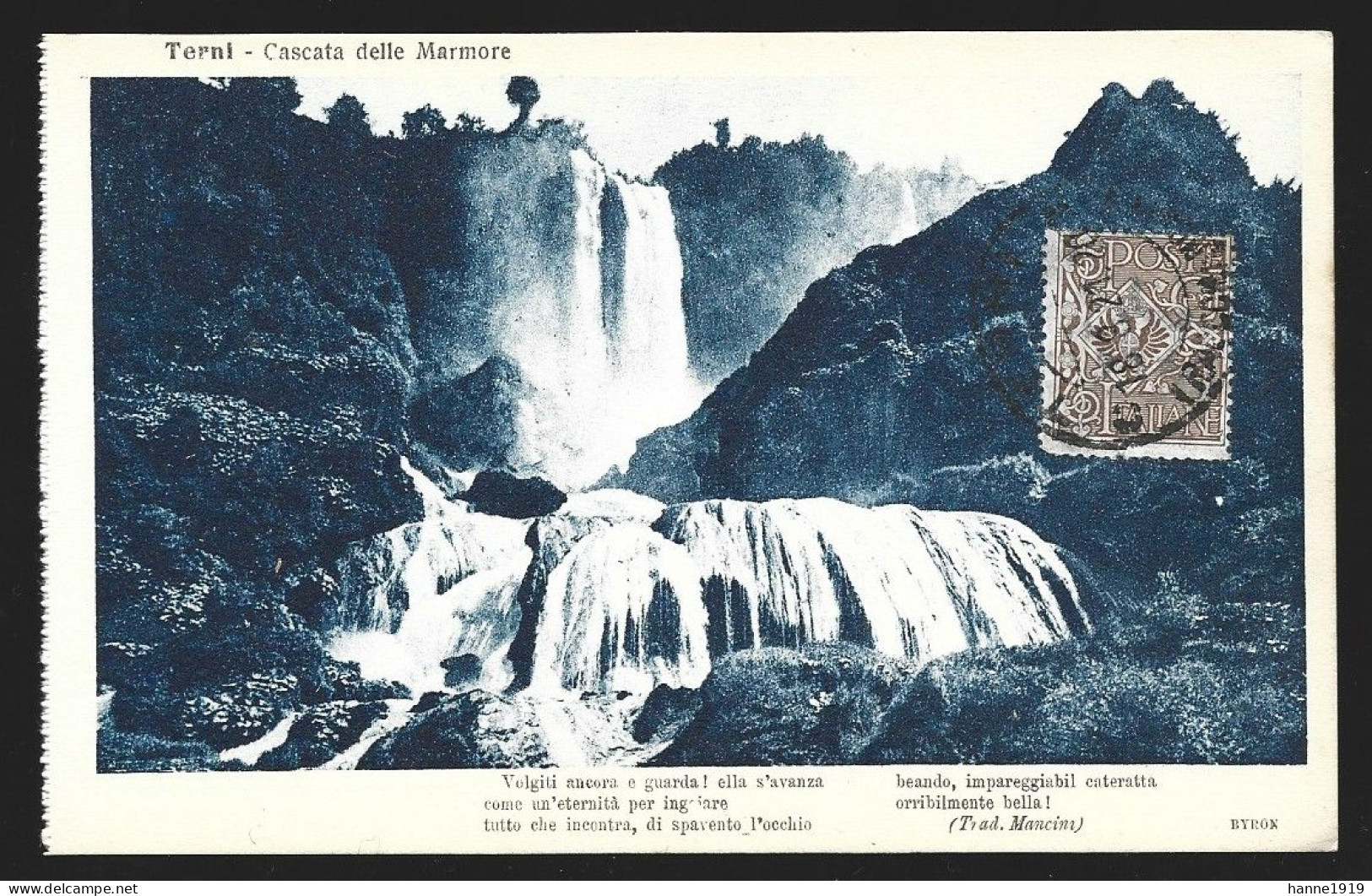 Terni Cascata Delle Marmore Poste Italiane 1921 Cachet Terni Htje - Terni