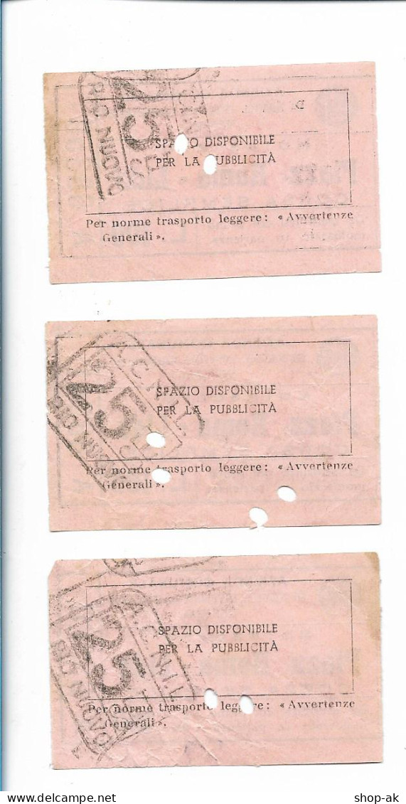 Y2550/ 3 Alte Fahrscheine Fahrkarten Piazz. Roma - Lido Corsa Semplice Venezia  - Andere & Zonder Classificatie
