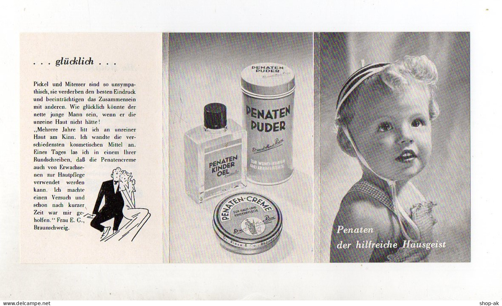 Y1883/ Werbung Penaten-Creme Puder Ca.1960 Faltblatt - Publicités