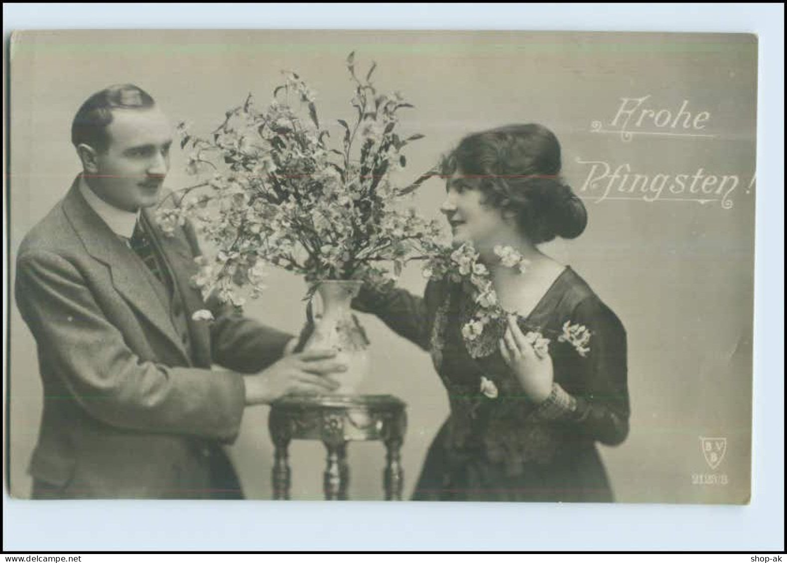 P2V56/ Pfingsten - Paar Mit Blumen Schöne Foto AK Ca.1912 - Pentecost