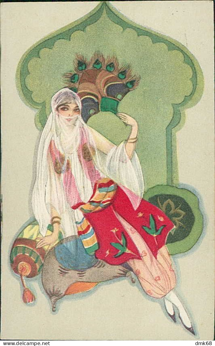 CHIOSTRI SIGNED 1920s POSTCARD - ORIENTAL WOMAN WITH VEIL - EDIT BALLERINI & FRATINI 211 (5628) - Chiostri, Carlo