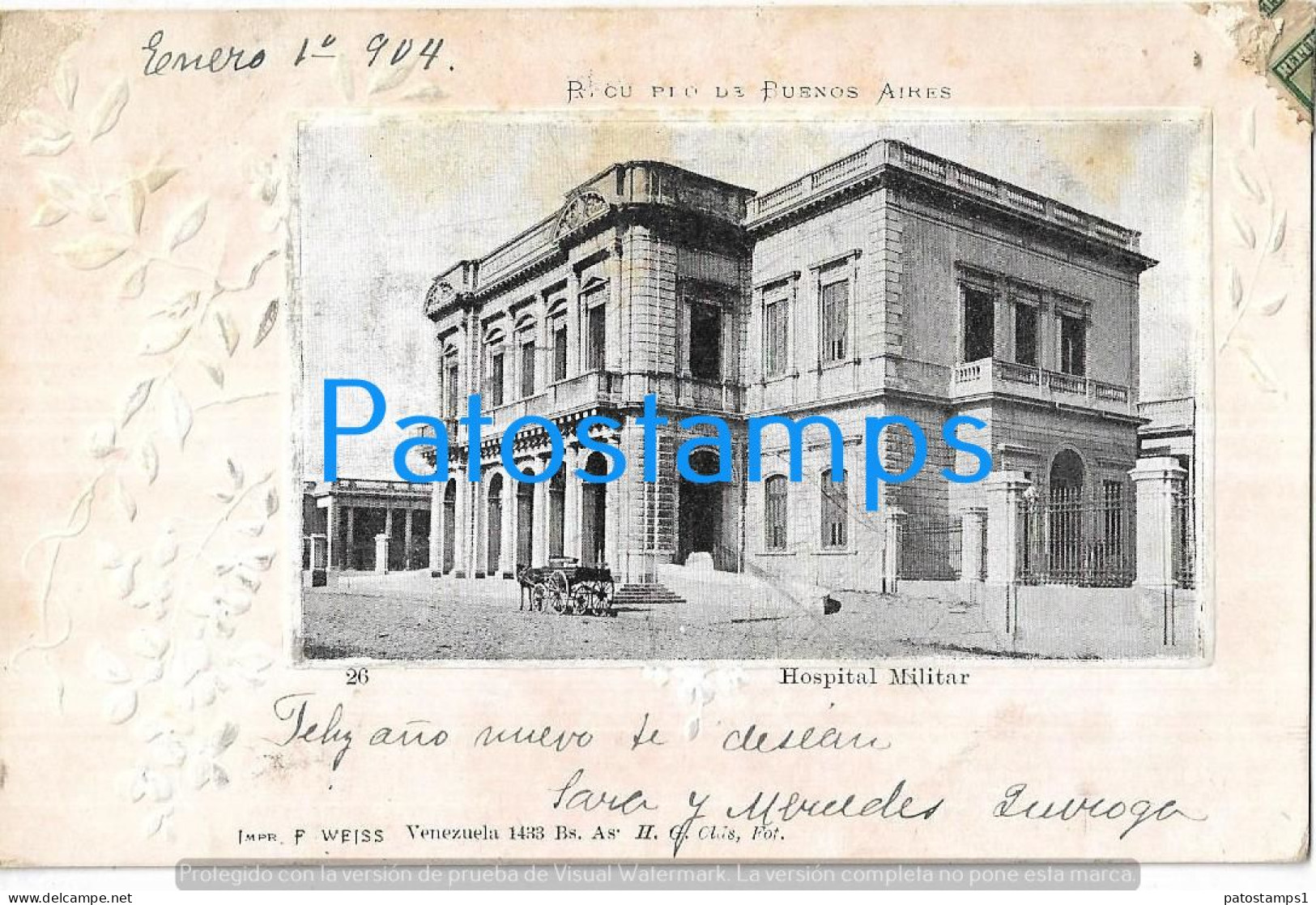 227368 ARGENTINA BUENOS AIRES HOSPITAL MILITAR SPOTTED POSTAL POSTCARD - Argentina