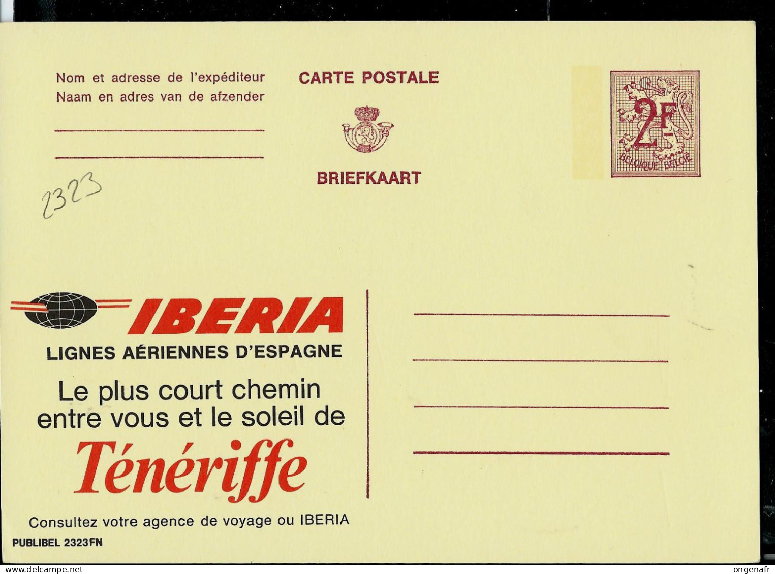 Publibel Neuve N° 2323 ( IBERIA - Avion Vers L'Espagne - Ténériffe  ) - Werbepostkarten