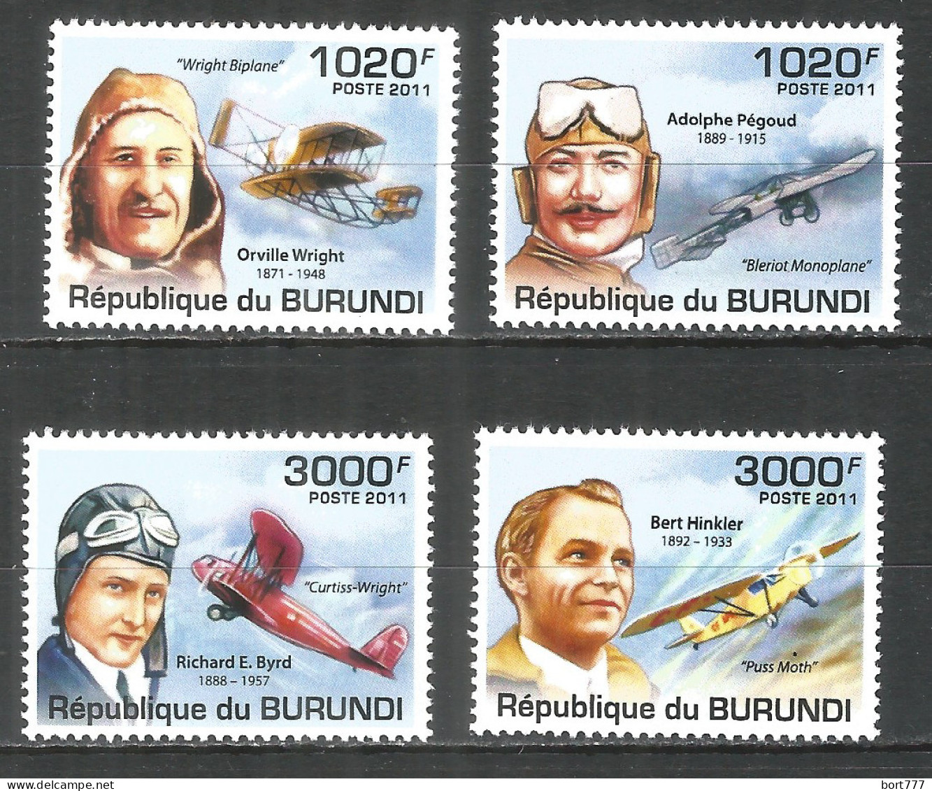 Burundi 2011 Mint Stamps MNH(**) Famous Aviators - Nuovi