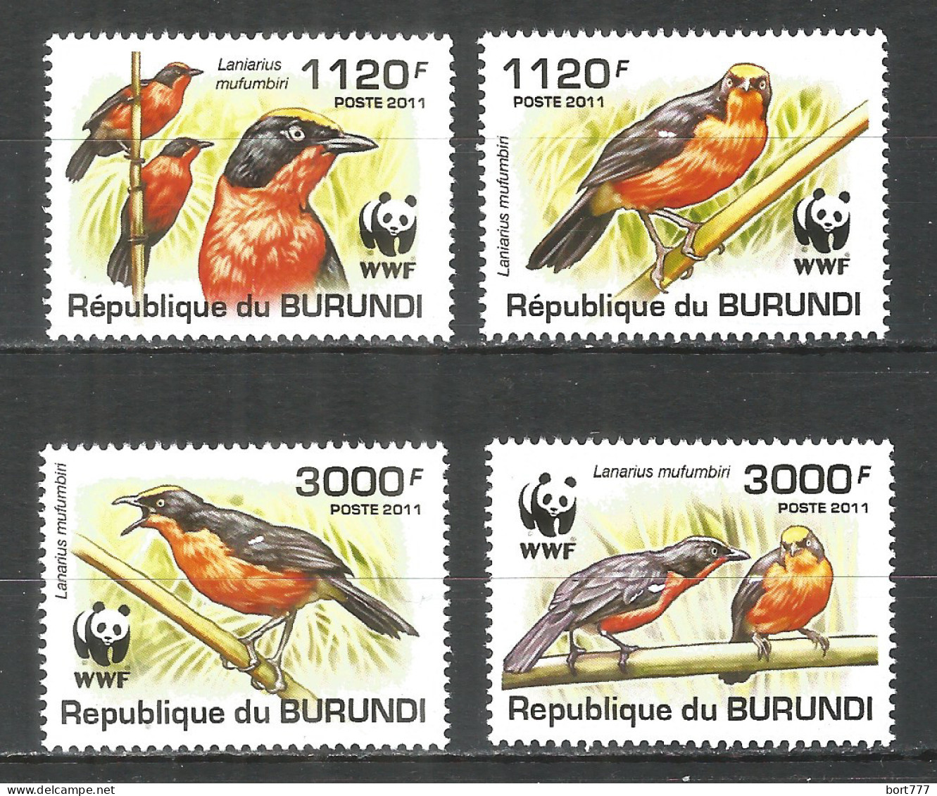 Burundi 2011 Mint Stamps MNH(**) WWF - The Papyrus Gonolek Bird (light) - Ongebruikt