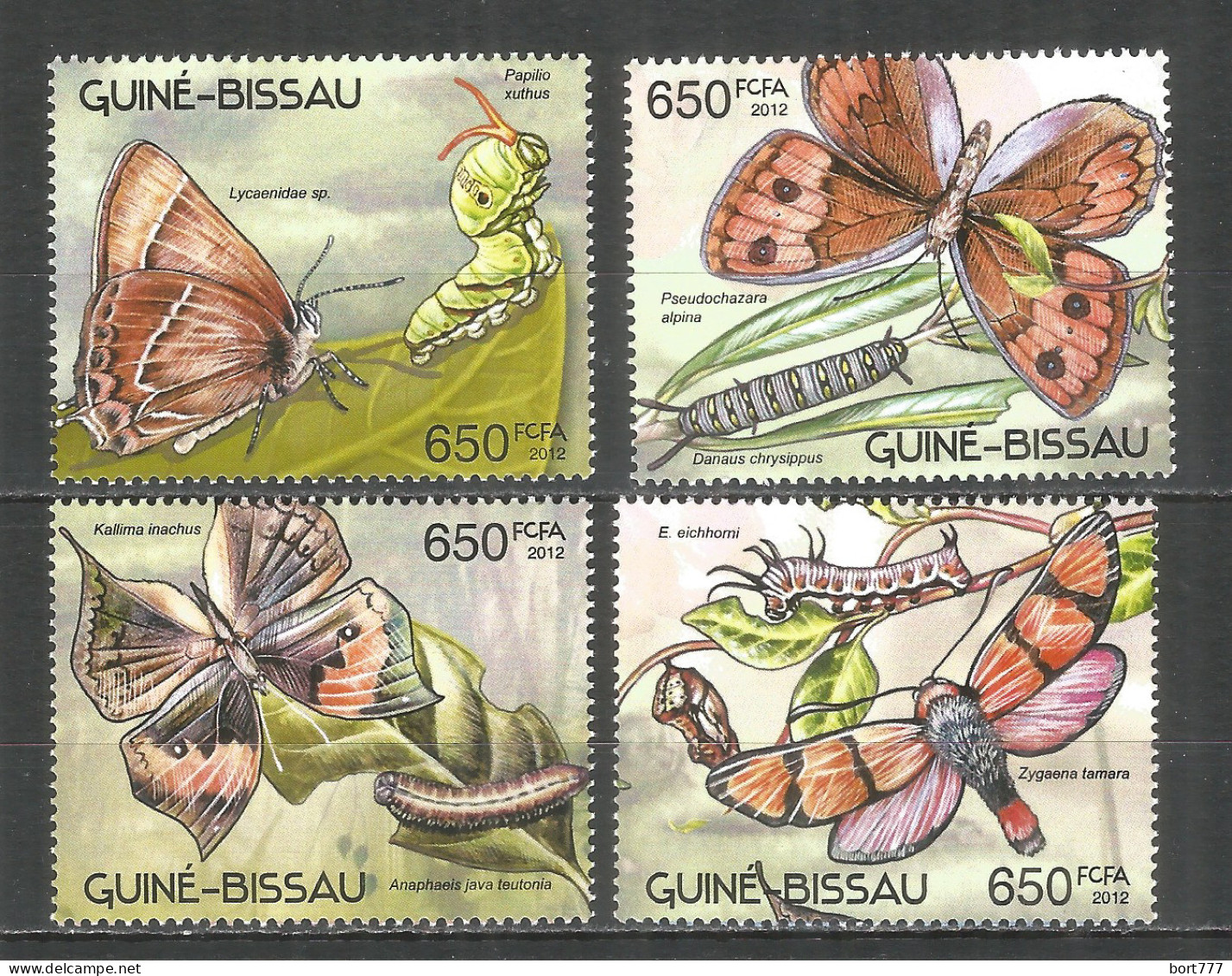 Guinea-Bissau 2012 Mint Stamps MNH(**) Butterflies & Larva - Guinée-Bissau