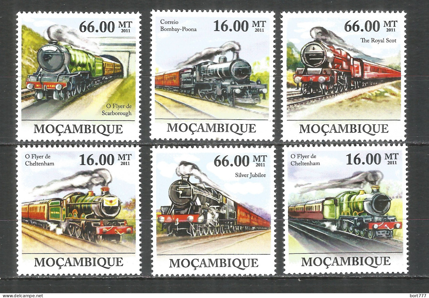Mozambique 2011 Mint Stamps MNH(**) Steam Locomotives - Mozambico