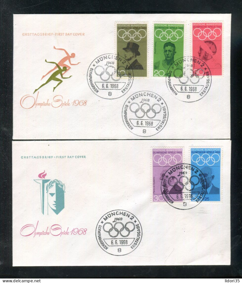 "BUNDESREPUBLIK DEUTSCHLAND" 1968, Mi. 561-565 "Olympiade" Auf 2 FDC (L1152) - 1961-1970