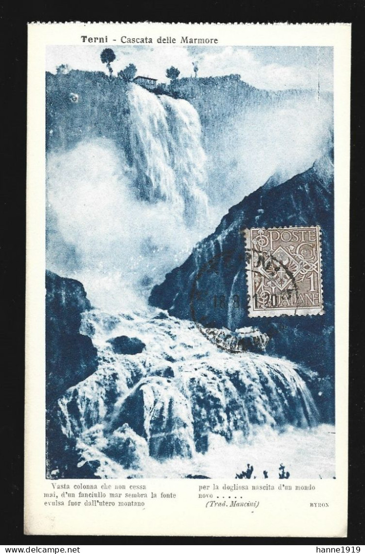 Terni Cascata Delle Marmore Poste Italiane 1921 Cachet Terni Htje - Terni