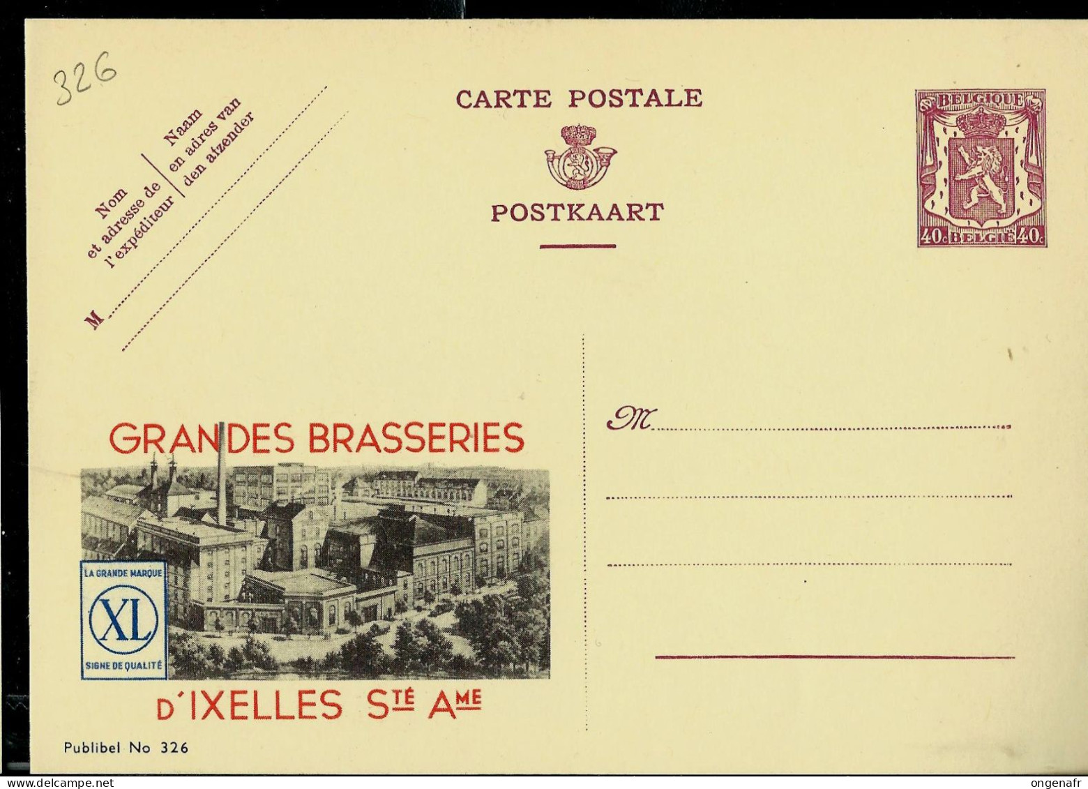 Publibel Neuve N° 326 ( Grandes Brasseries D'Ixelles - Bier - Bières ) - Publibels