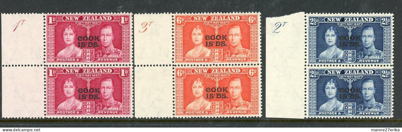 Cook Islands MNH New Zealand Stamps Of 1937 Overprinted - Cook Islands