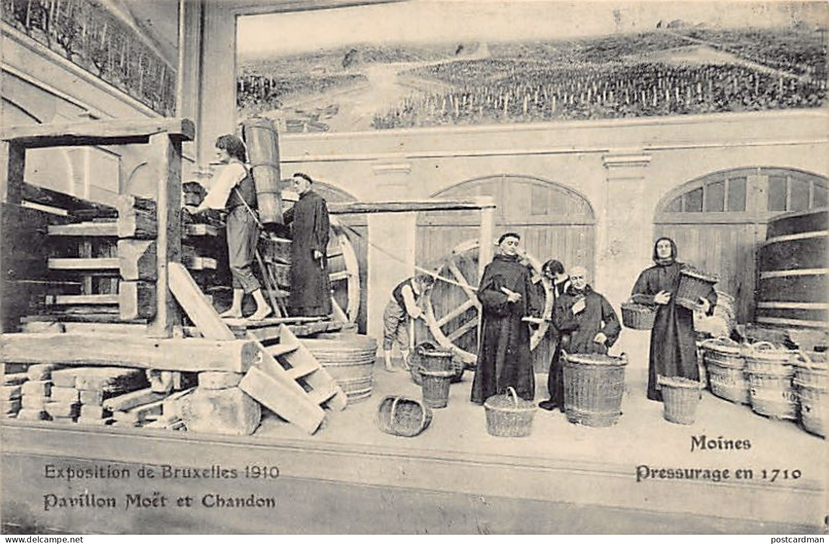 Belgique - Exposition De Bruxelles 1910 - Pavillon Moët Et Chandon - Moines - Pressurage En 1710 - Mostre Universali