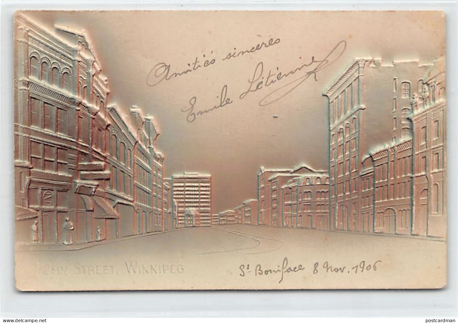 Canada - WINNIPEG (MB) Main Street - EMBOSSED POSTCARD - Winnipeg