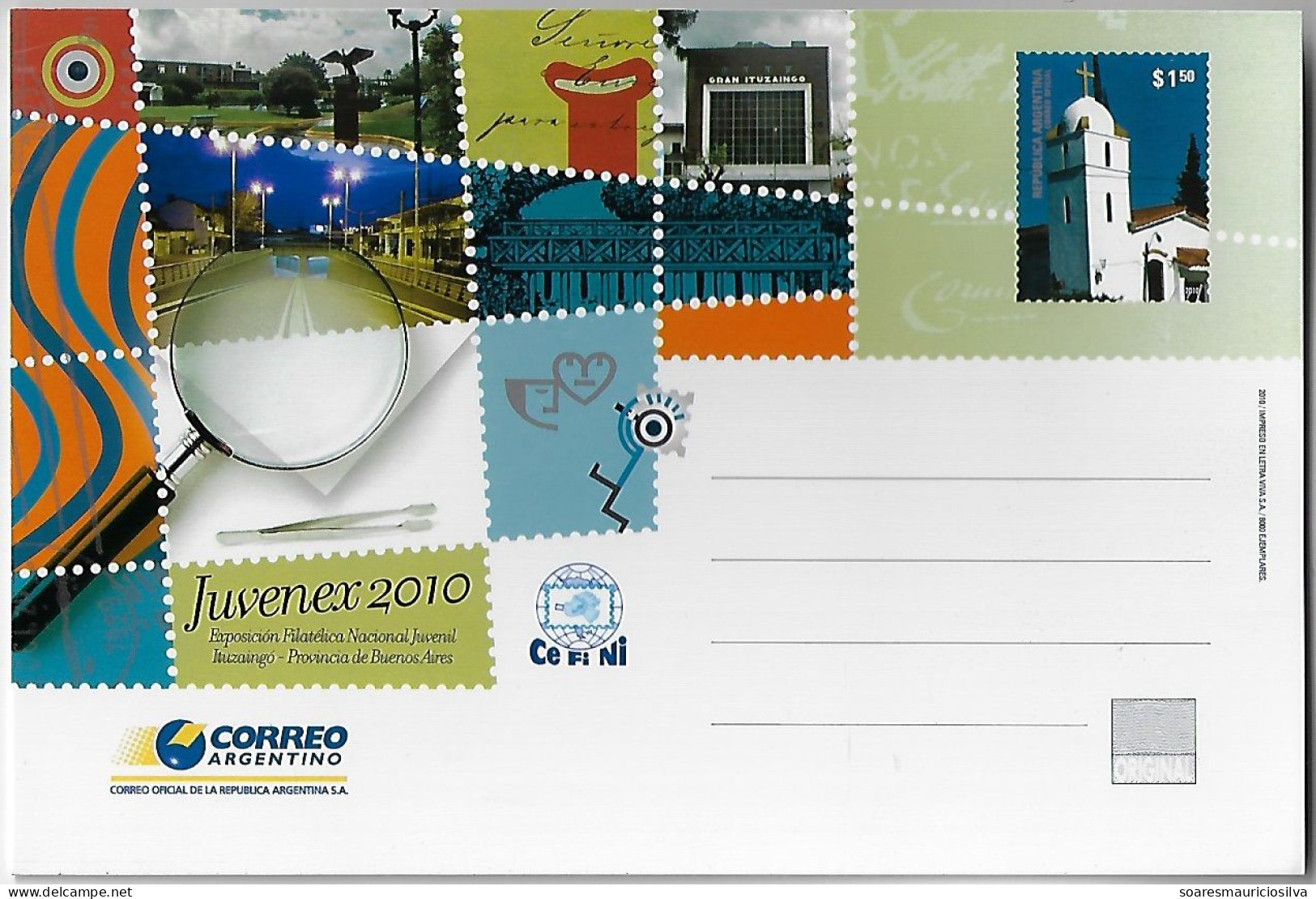 Argentina 2010 Postal Stationery Card National Youth Philatelic Exhibition Juvenex In Ituzaingó Magnifying Glass Unused - Enteros Postales