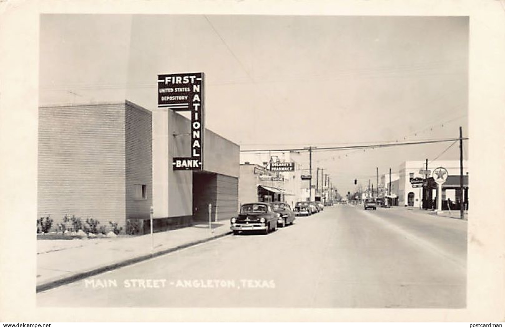 ANGLETON (TX) Main Street - 1st National Bank - REAL PHOTO - Other & Unclassified