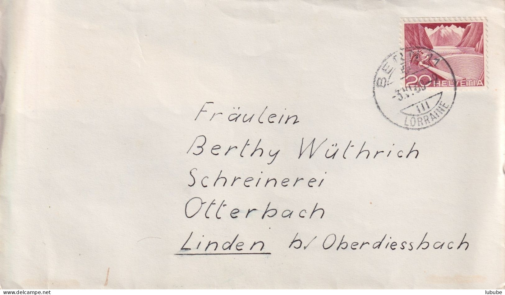 Brief  Bern Lorraine - Otterbach B.Linden  (Rollenfrankatur)        1960 - Brieven En Documenten