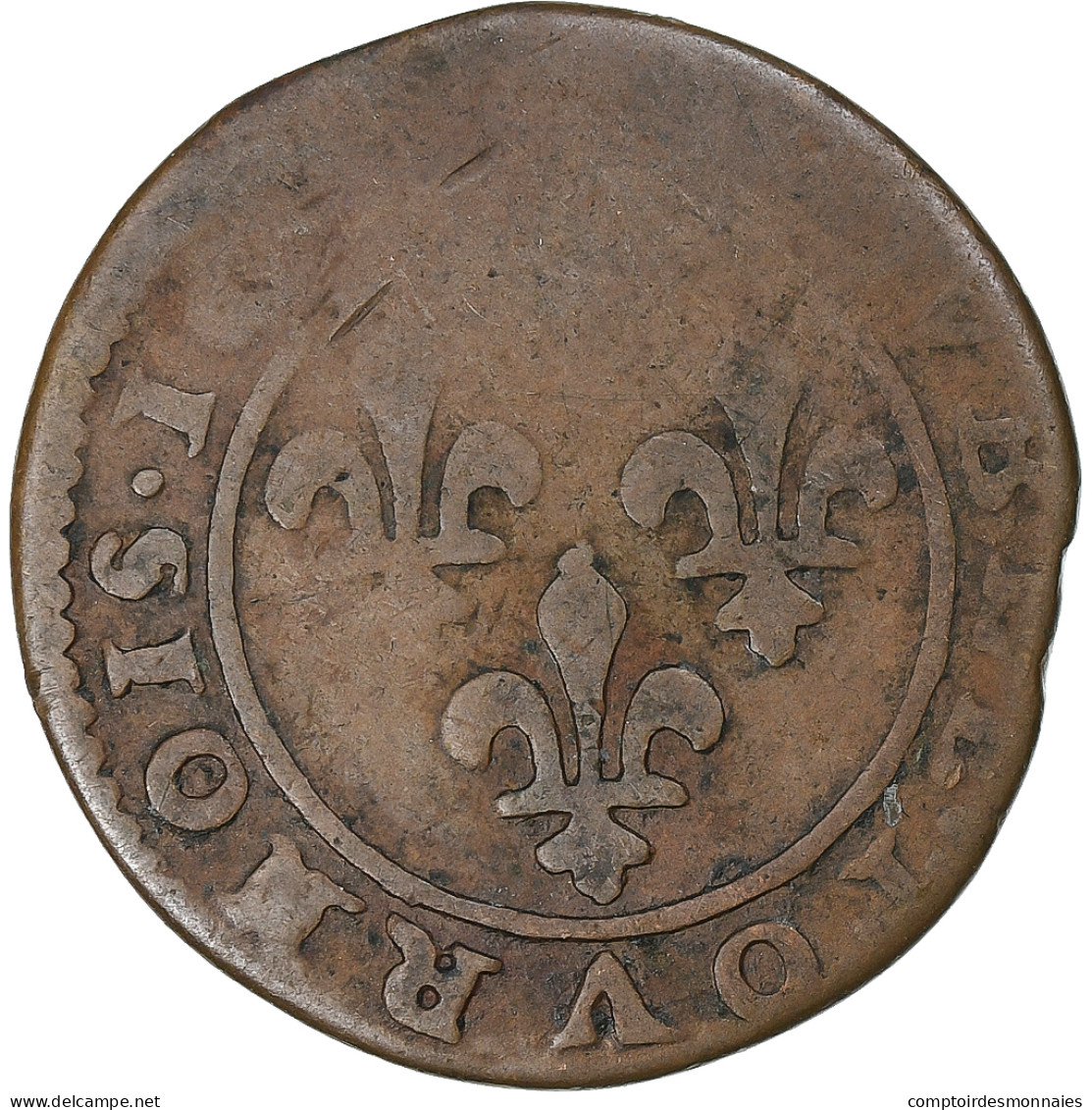 France, Louis XIII, Double Tournois, 1610-1643, Atelier Incertain, Cuivre, B+ - 1610-1643 Lodewijk XIII Van Frankrijk De Rechtvaardige