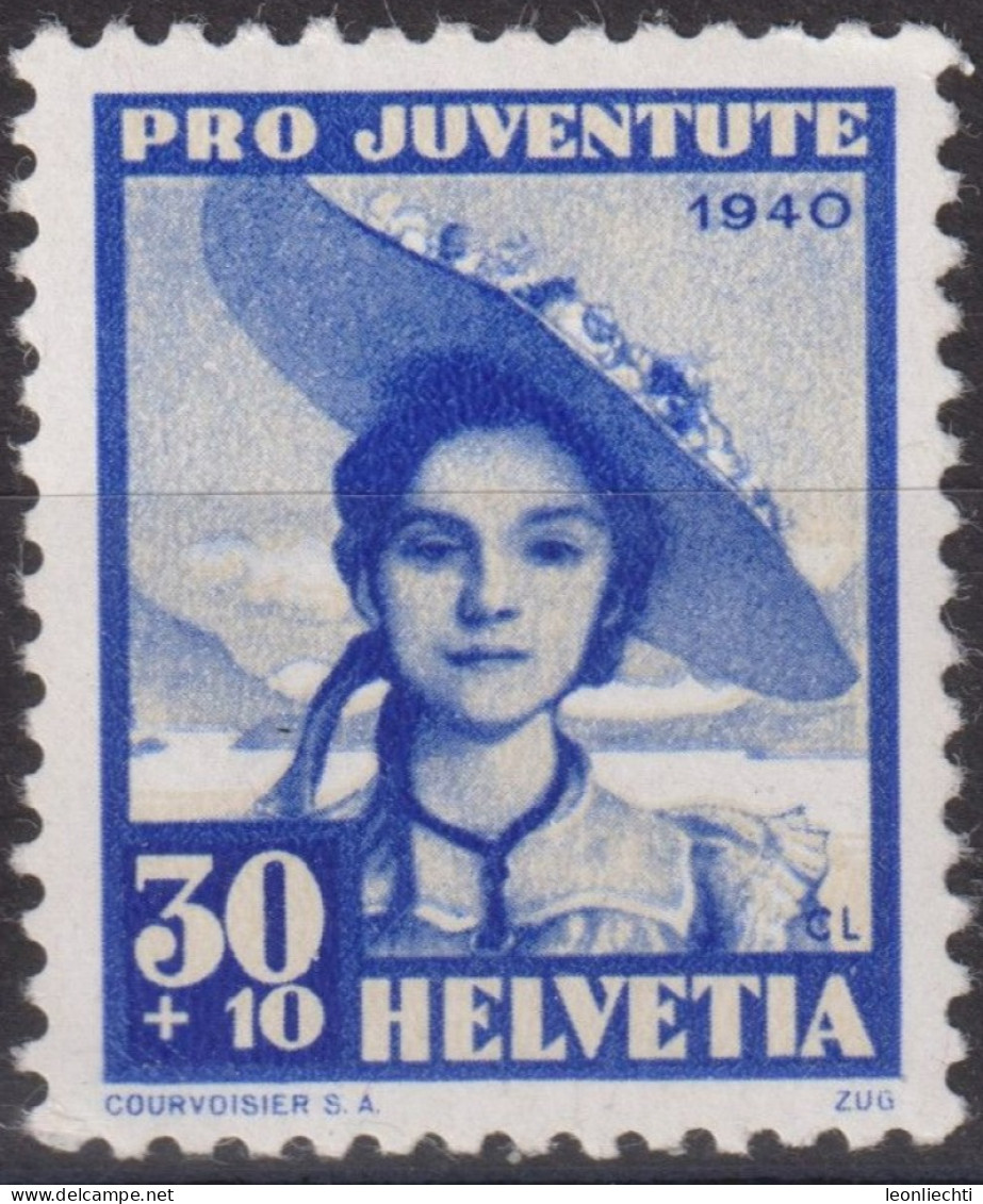 1940 Schweiz / Pro Juventute ** Zum:CH J96, Mi:CH 376, Yt:CH 357, Trachtenfrau, Zugerin - Unused Stamps