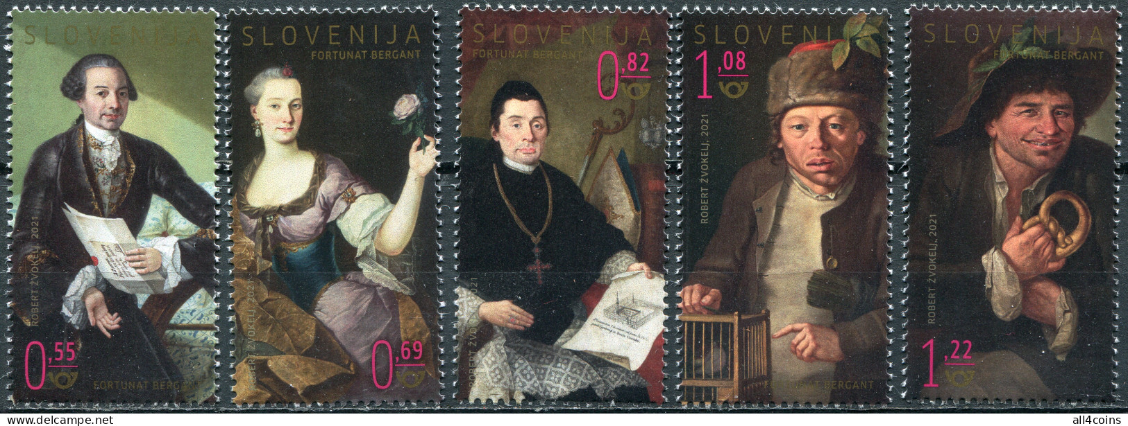 Slovenia 2021. Paintings By Fortunat Bergant (MNH OG) Set Of 5 Stamps - Eslovenia