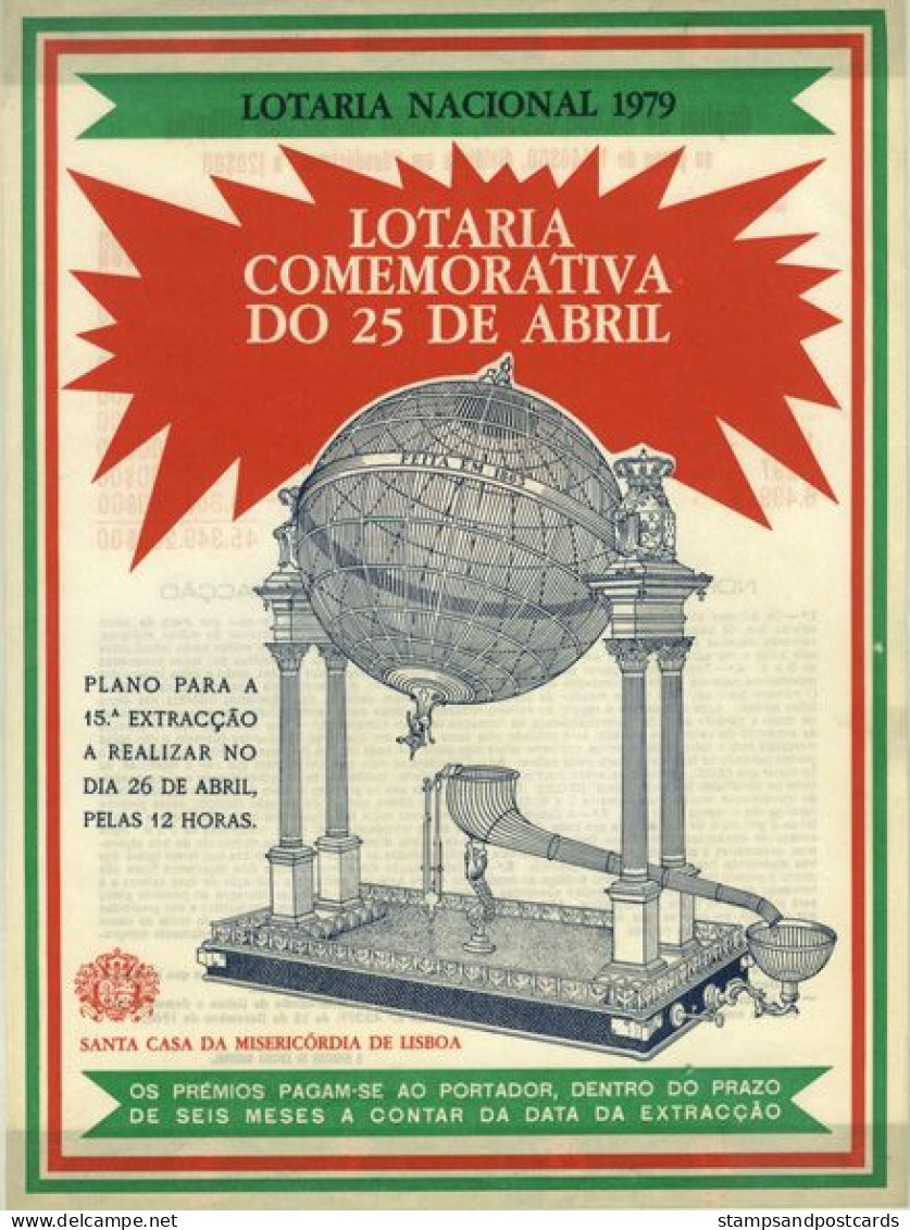 Portugal Loterie 25 Abril Révolution Des œillets Avis Officiel Affiche 1979 Lottery Official Poster Carnation Revolution - Billetes De Lotería