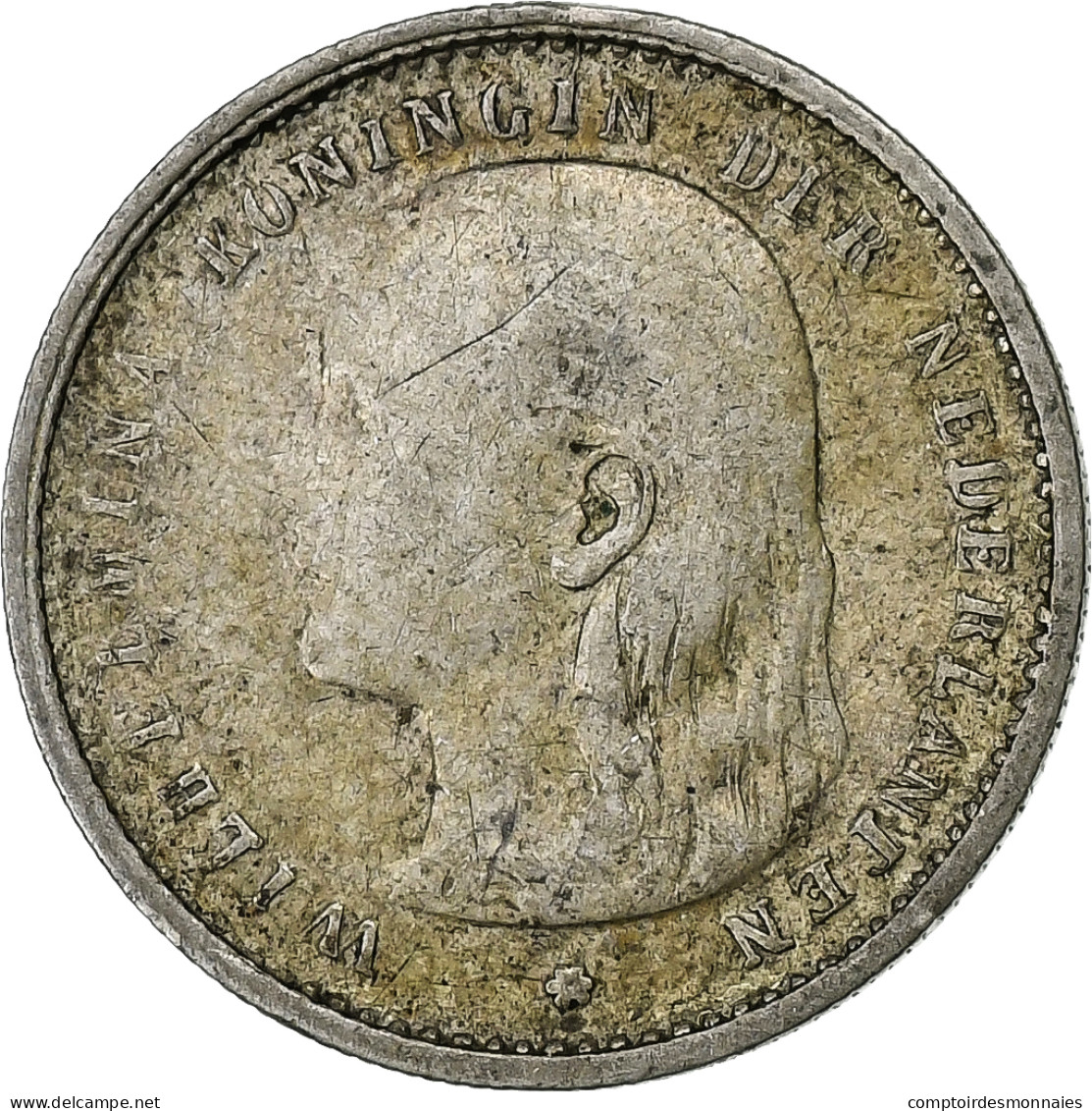 Pays-Bas, Wilhelmina I, 10 Cents, 1896, Argent, B+, KM:116 - 10 Centavos