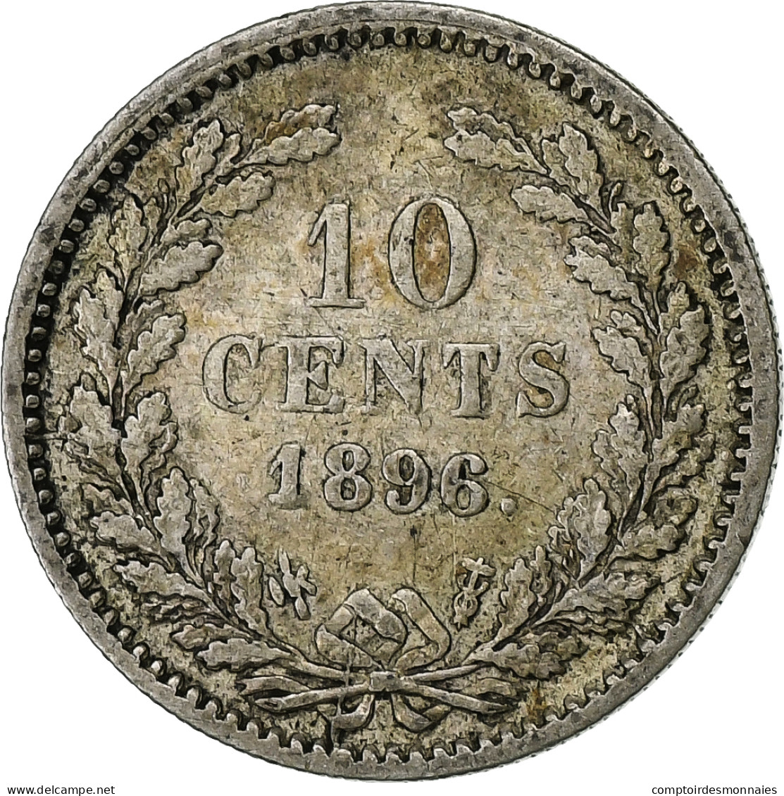 Pays-Bas, Wilhelmina I, 10 Cents, 1896, Argent, B+, KM:116 - 10 Centavos