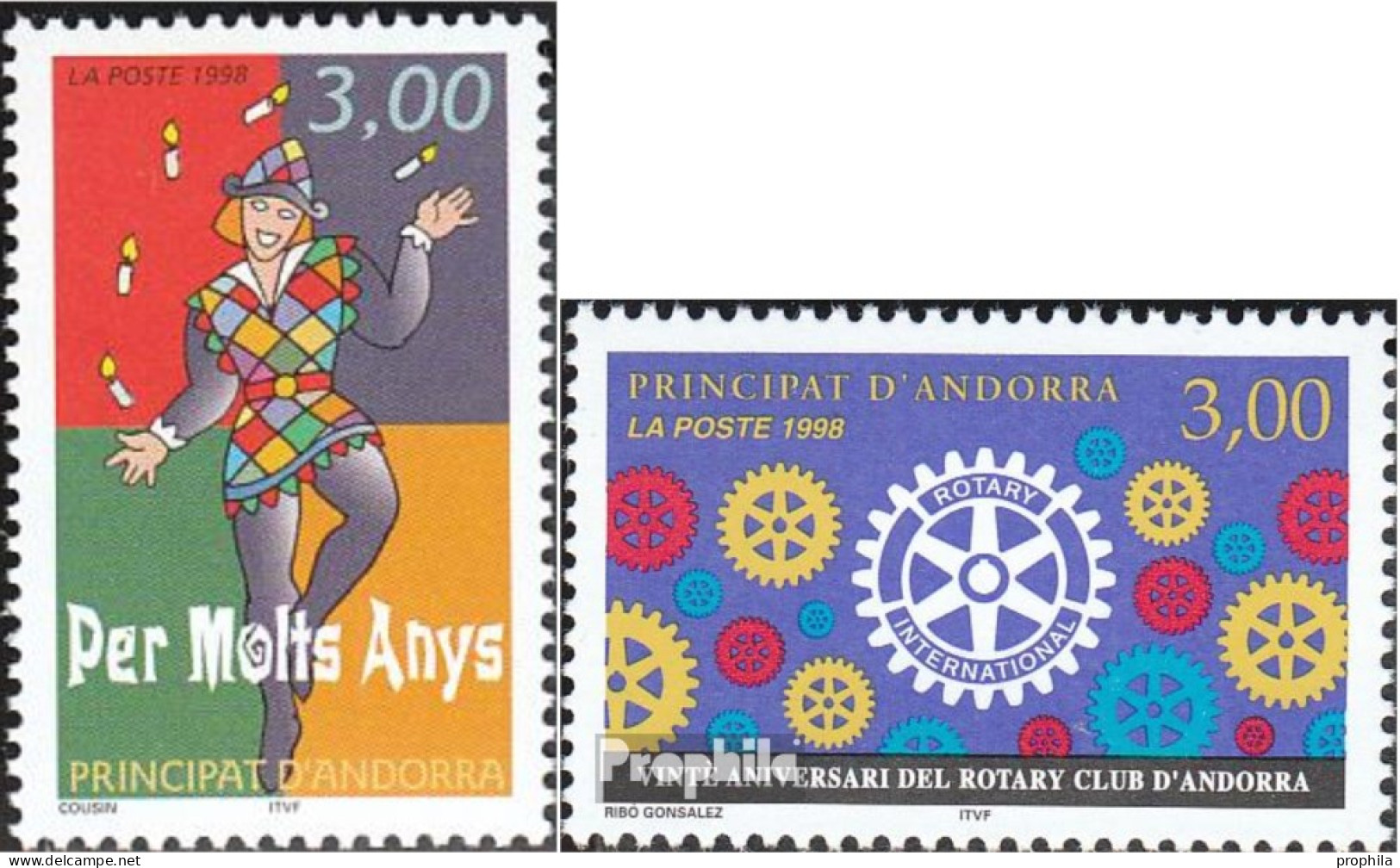 Andorra - Französische Post 518,522 (kompl.Ausg.) Postfrisch 1998 Grußmarke, Rotary - Carnets