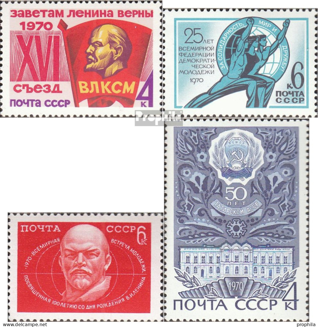 Sowjetunion 3767,3768,3769,3770 (kompl.Ausg.) Postfrisch 1970 Lenin, Tartastan U.a. - Unused Stamps