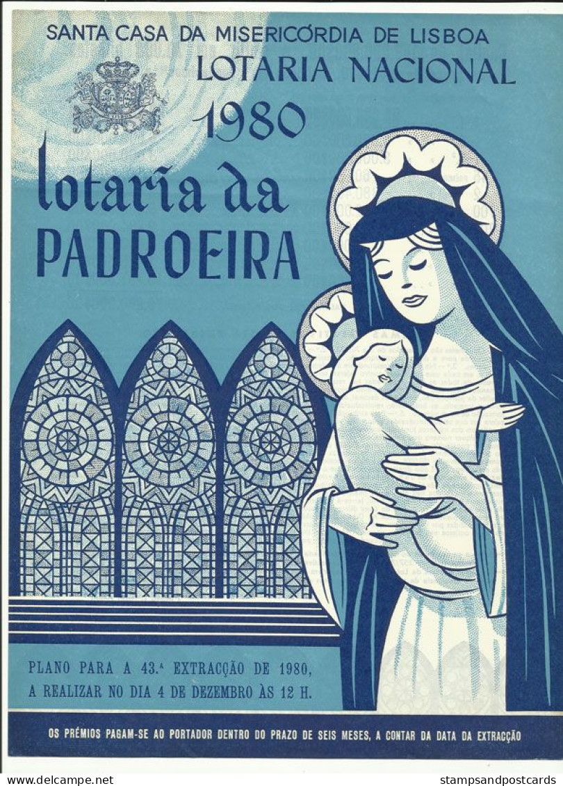 Loterie Notre-Dame Patronne Du Portugal Avis Officiel Affiche 1980 Loteria Lottery  Virgin Mary Official Notice Poster - Lotterielose