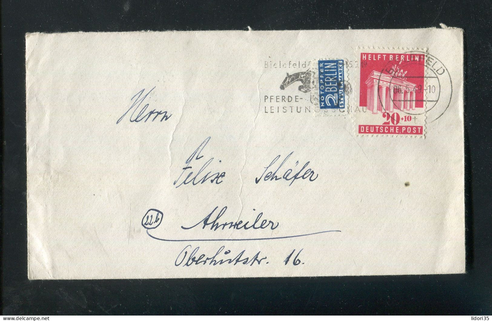 "BIZONE" 1948, Mi. 102 EF Auf Brief Mit Stempel "BIELEFELD, Leistungsschau" (L1157) - Briefe U. Dokumente