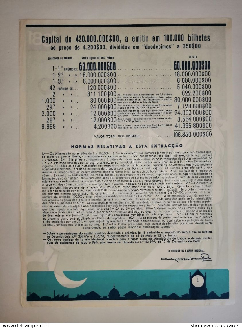 Loterie  Fin De L' Année Avis Officiel Affiche 1981 Loteria Lottery  End Of The Year Official Notice Poster - Billets De Loterie