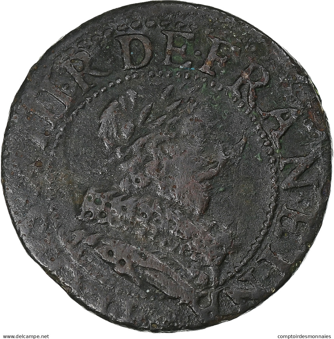 France, Louis XIII, Double Tournois, 163[-], Atelier Incertain, Cuivre, TB+ - 1610-1643 Luis XIII El Justo