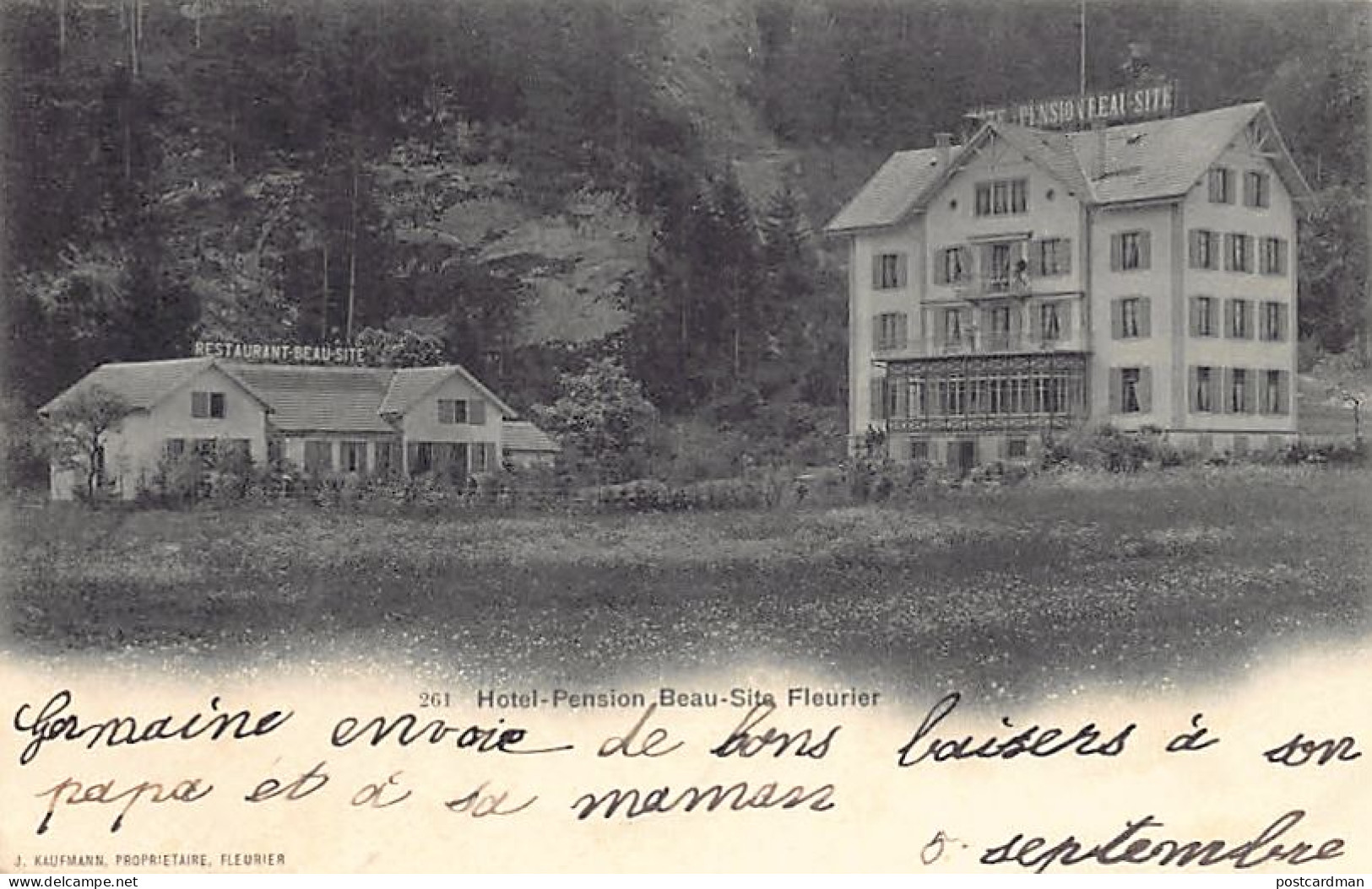 Suisse - Suisse - FLEURIER (NE) Hôtel-Pension Beau Site - Ed. J. Kaufmann 261 - Fleurier