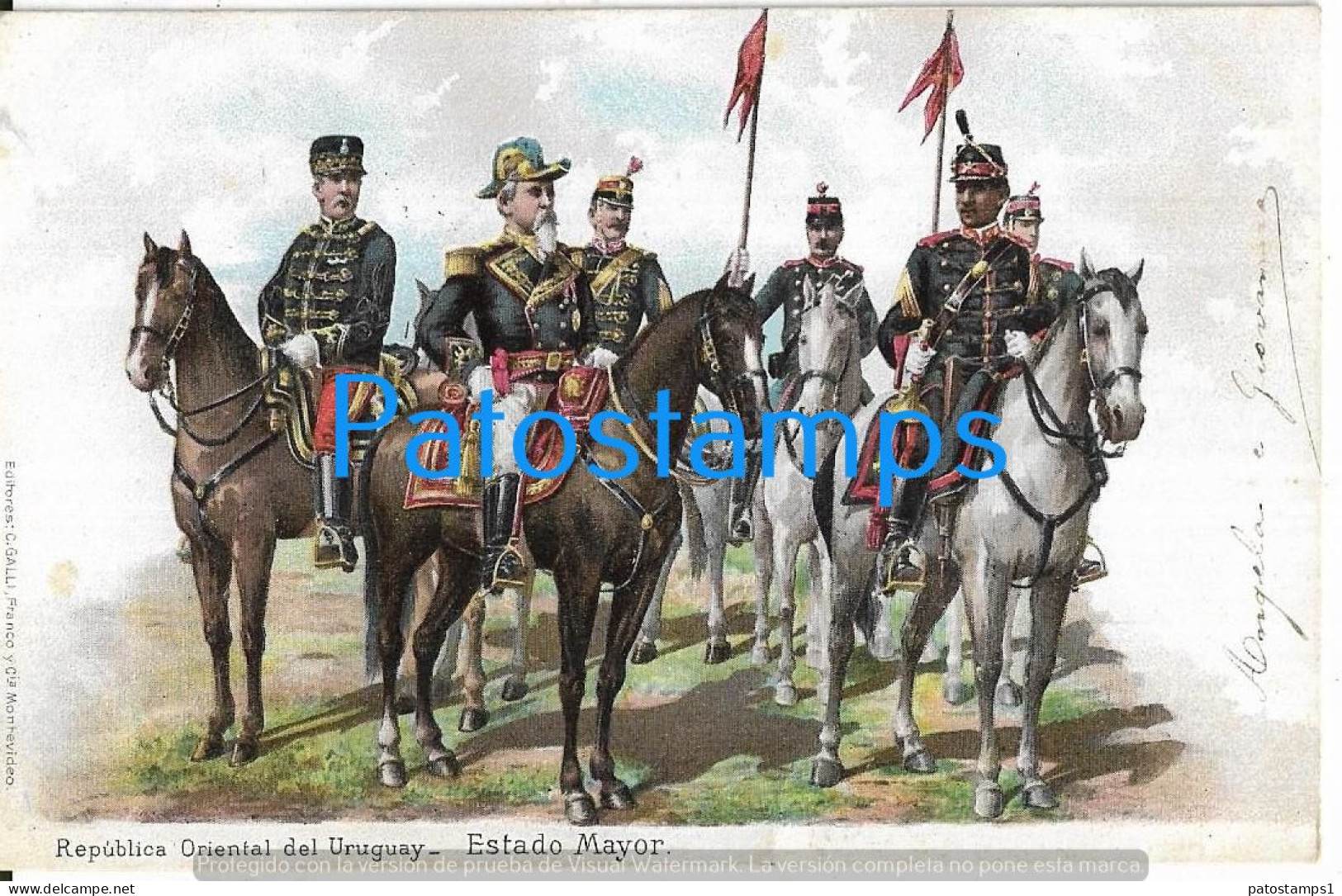 227382 URUGUAY ART ARTE MILITARY ESTADO MAYOR CIRCULATED TO ITALY POSTAL POSTCARD - Uruguay