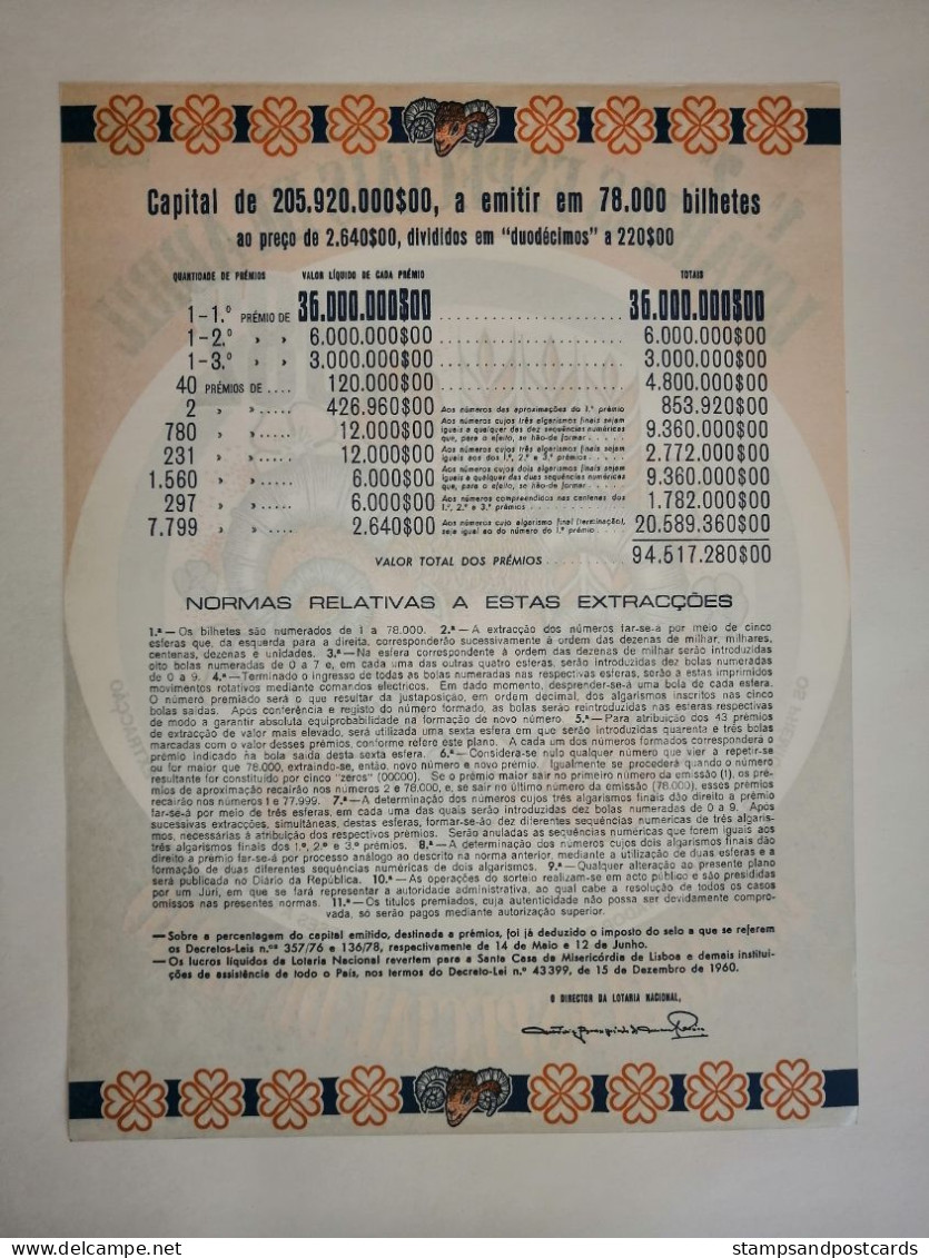 Portugal Loterie Avril Mouton Avis Officiel Affiche 1982 Loteria Lottery April Sheep Official Notice Poster - Billets De Loterie