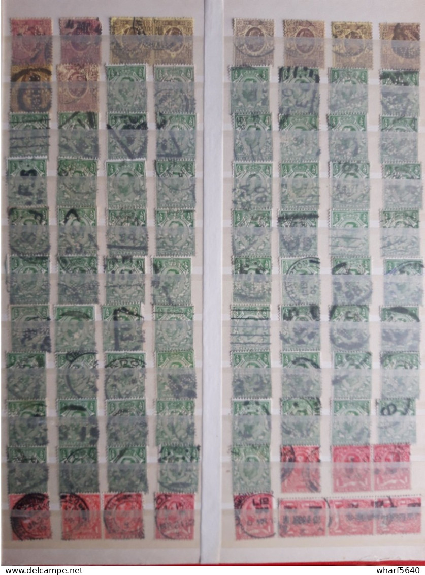 GREAT BRITAIN PERFINS Collection Of 890 Stamps Canceled From 1890 To 1960 - Perforadas