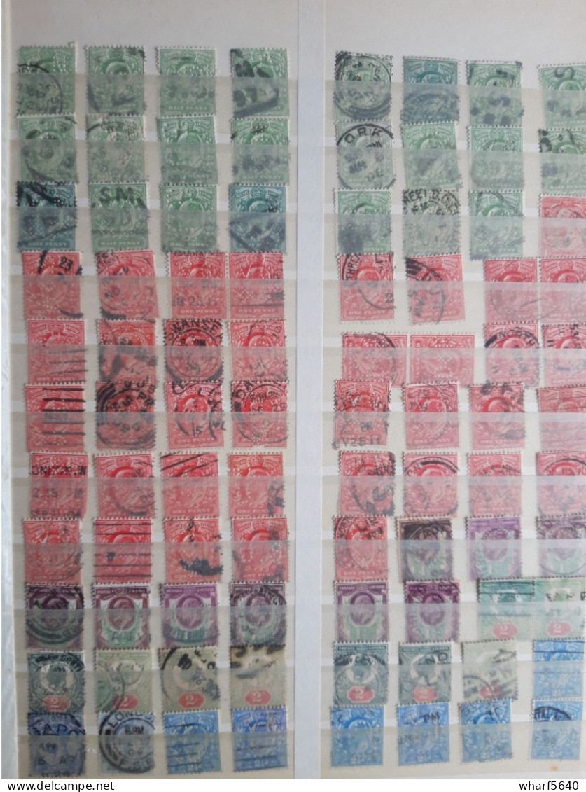 GREAT BRITAIN PERFINS Collection of 890 stamps canceled from 1890 to 1960