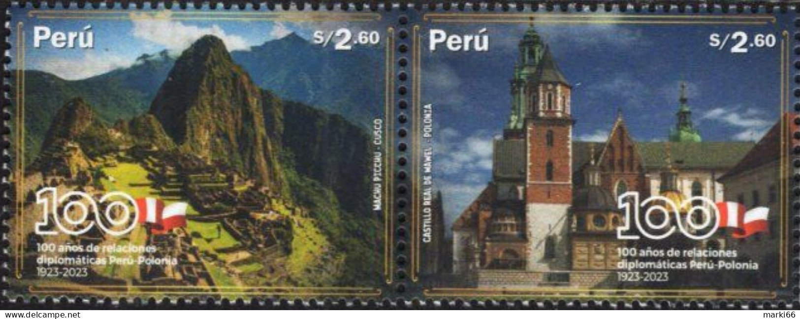 Peru - 2023 - Centenary Of Peru-Poland Diplomatic Relations - Mint Stamp Set (se-tenant Pair) - Pérou