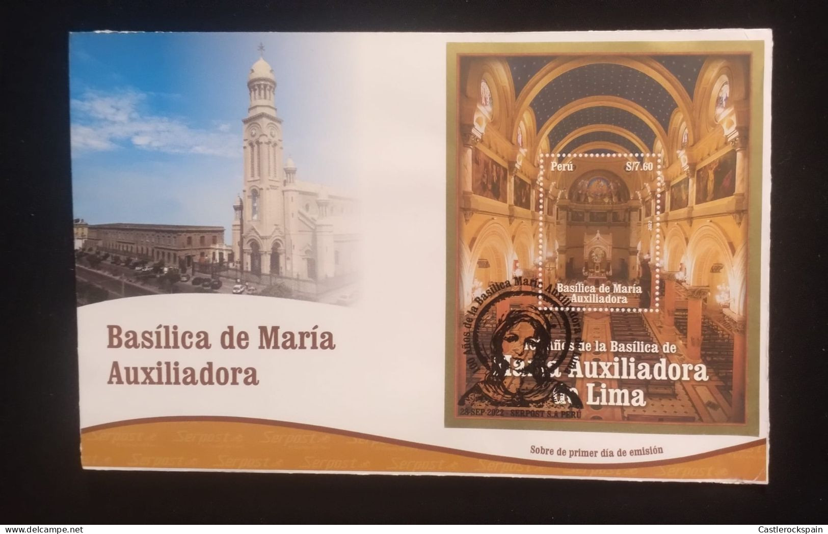 O) 2022 PERU, BASILICA OF MARY AUXILIADORA - VIRGIN, FDC XF - Perù