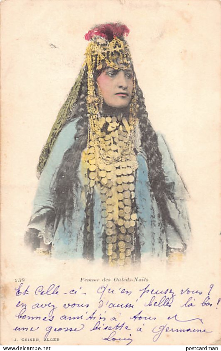 Algérie - Femme Des Ouled Naïls - Très Riche Parure De Pièces - Ed. J. Geiser 238 Aquarellée - Women