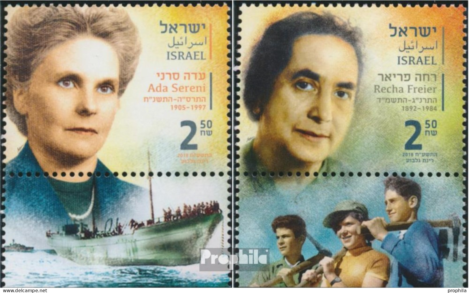 Israel 2646-2647 Mit Tab (kompl.Ausg.) Postfrisch 2018 Pionierinnen - Nuevos (con Tab)