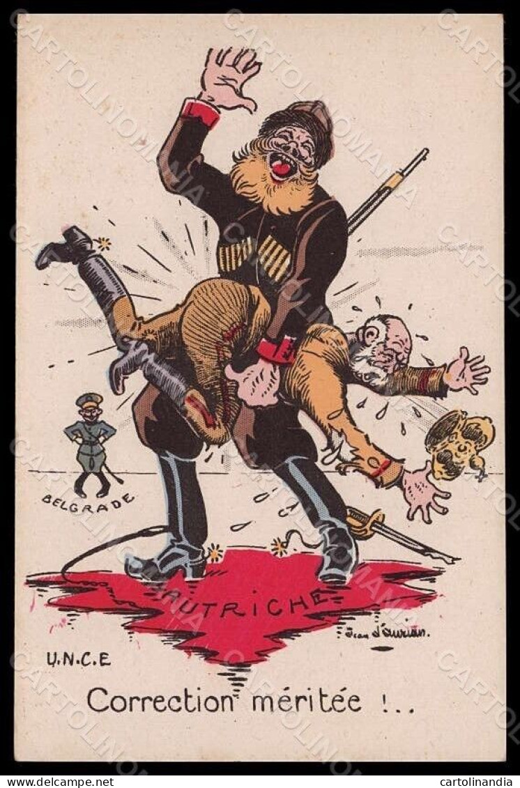 Artist Signed D'Aurian French Propaganda WWI Anti Austrian Russia Pc VK8332 - Comicfiguren