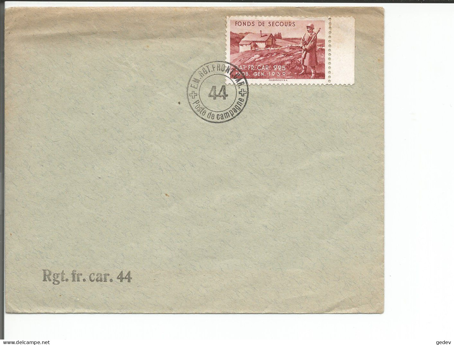 Lettre Militaire, Vignette BAT. FR.CAR.225, MOB1939 (44) - Other & Unclassified