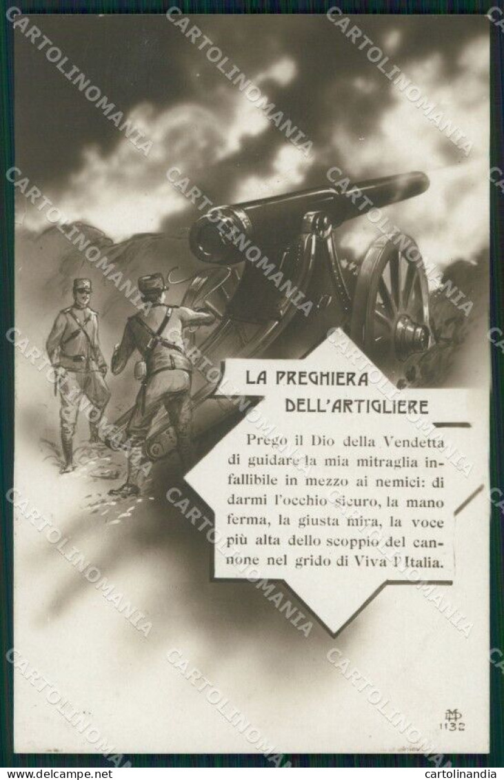 Militari Soldati WW1 WWI La Preghiera Dell'artigliere Cartolina XF8227 - Autres & Non Classés